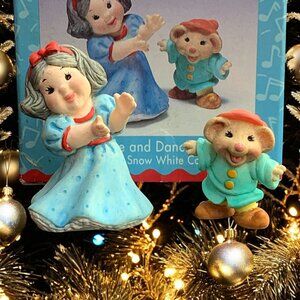 Snow White and Dancing Dwarf Hallmark Merry Miniature Keepsake Figurines- 1997